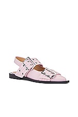 Ganni Buckle Ballerina Flat in Chalk Pink, view 2, click to view large image.