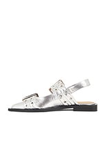 Ganni Buckle Ballerina Flat in Silver, view 5, click to view large image.