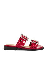 Ganni Two Strap Sandal in Racing Red, view 1, click to view large image.