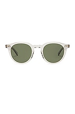 Garrett Leight Clune X Sunglasses in Light Grey & Pure Green, view 1, click to view large image.