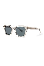Garrett Leight Broadway Sun Sunglasses in Crystal & Blue Smoke, view 2, click to view large image.