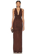 GAUGE81 Ina Long Dress in Chocolate, view 1, click to view large image.