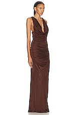 GAUGE81 Ina Long Dress in Chocolate, view 2, click to view large image.