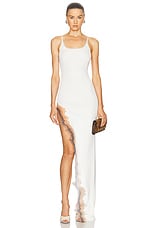 Grace Ling Flame Slit Maxi Dress in Ivory Flame, view 1, click to view large image.