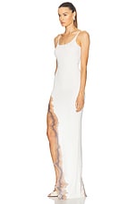 Grace Ling Flame Slit Maxi Dress in Ivory Flame, view 3, click to view large image.