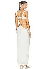 Grace Ling Square Lower Back Plate Pillar Drape Skirt in Ivory, view 1, click to view large image.