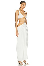 Grace Ling Square Lower Back Plate Pillar Drape Skirt in Ivory, view 3, click to view large image.