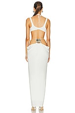 Grace Ling Square Lower Back Plate Pillar Drape Skirt in Ivory, view 4, click to view large image.