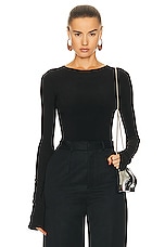 Grace Ling Square Sheer Cut Out Top in Black, view 2, click to view large image.