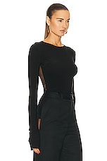 Grace Ling Square Sheer Cut Out Top in Black, view 3, click to view large image.
