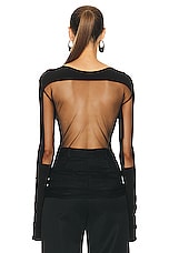 Grace Ling Square Sheer Cut Out Top in Black, view 4, click to view large image.