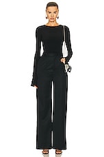 Grace Ling Square Sheer Cut Out Top in Black, view 5, click to view large image.