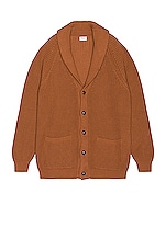 Ghiaia Cashmere Marinaio Shall Collar Cardigan in Tobacco, view 1, click to view large image.