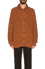 Ghiaia Cashmere Marinaio Shall Collar Cardigan in Tobacco, view 4, click to view large image.