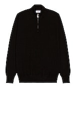 Ghiaia Cashmere Cashmere Quarter Zip in Black, view 1, click to view large image.