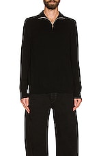 Ghiaia Cashmere Cashmere Quarter Zip in Black, view 4, click to view large image.