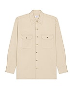 Ghiaia Cashmere Cotton Working Shirt in Sand, view 1, click to view large image.