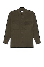 Ghiaia Cashmere Working Shirt in Forest, view 1, click to view large image.