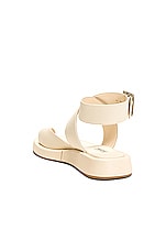 GIA BORGHINI x RHW Toe Ring Wrap Canvas Flat Sandal in Cream, view 3, click to view large image.