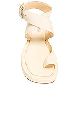 GIA BORGHINI x RHW Toe Ring Wrap Canvas Flat Sandal in Cream, view 4, click to view large image.
