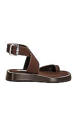 GIA BORGHINI x RHW Toe Ring Wrap Canvas Flat Sandal in Chocolate, view 1, click to view large image.
