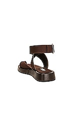 GIA BORGHINI x RHW Toe Ring Wrap Canvas Flat Sandal in Chocolate, view 3, click to view large image.