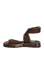 GIA BORGHINI x RHW Toe Ring Wrap Canvas Flat Sandal in Chocolate, view 5, click to view large image.