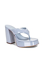 GIA BORGHINI Patent Thong Sandal in Ice Blue, view 2, click to view large image.