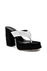 GIA BORGHINI Platform Flip Flop Sandal in Silver & Black, view 2, click to view large image.