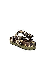 GIA BORGHINI X Pernille Teisbaek Leather Platform Sandal in Classic Camo, view 3, click to view large image.