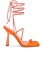 GIA BORGHINI x RHW Tall Lace Up Sandal in Orange, view 1, click to view large image.