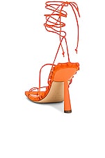 GIA BORGHINI x RHW Tall Lace Up Sandal in Orange, view 3, click to view large image.