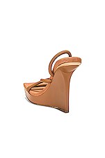 GIA BORGHINI x RHW Strappy Wedge Sandal in Caramel, view 3, click to view large image.