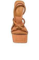 GIA BORGHINI x RHW Strappy Wedge Sandal in Caramel, view 4, click to view large image.