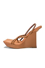 GIA BORGHINI x RHW Strappy Wedge Sandal in Caramel, view 5, click to view large image.