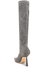 GIA BORGHINI X RHW Knee High Boot in Anthracite Denim, view 3, click to view large image.