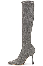 GIA BORGHINI X RHW Knee High Boot in Anthracite Denim, view 5, click to view large image.