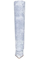 GIA BORGHINI X RHW Folded Knee High Boot in Blue Jeans, view 4, click to view large image.