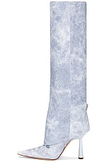 GIA BORGHINI X RHW Folded Knee High Boot in Blue Jeans, view 5, click to view large image.