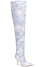 GIA BORGHINI Thigh High Boot in Blue Jeans, view 1, click to view large image.
