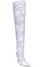 GIA BORGHINI Thigh High Boot in Blue Jeans, view 2, click to view large image.
