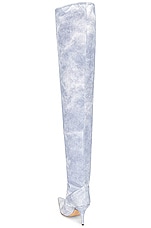 GIA BORGHINI Thigh High Boot in Blue Jeans, view 3, click to view large image.