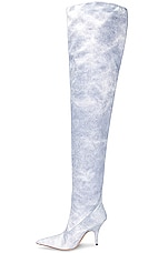 GIA BORGHINI Thigh High Boot in Blue Jeans, view 5, click to view large image.