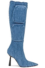 GIA BORGHINI Belvinia Knee High Boot in Blue Jeans, view 1, click to view large image.