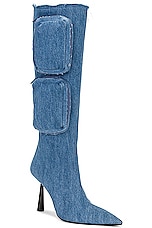 GIA BORGHINI Belvinia Knee High Boot in Blue Jeans, view 2, click to view large image.