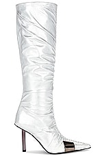GIA BORGHINI x Fai Khadra Parisi Knee High Boot in Silver, view 1, click to view large image.