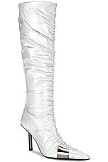 GIA BORGHINI x Fai Khadra Parisi Knee High Boot in Silver, view 2, click to view large image.