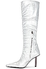 GIA BORGHINI x Fai Khadra Parisi Knee High Boot in Silver, view 5, click to view large image.
