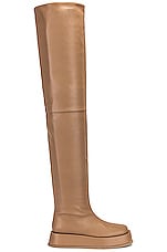 GIA BORGHINI x RHW Above the Knee Flat Boot in Tawny Brown, view 1, click to view large image.