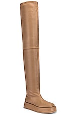 GIA BORGHINI x RHW Above the Knee Flat Boot in Tawny Brown, view 2, click to view large image.